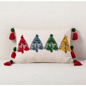 Opalhouse Jungalow Colorful Tassel Christmas Tree‎ Throw Accent Pillow 14x20 NWT
